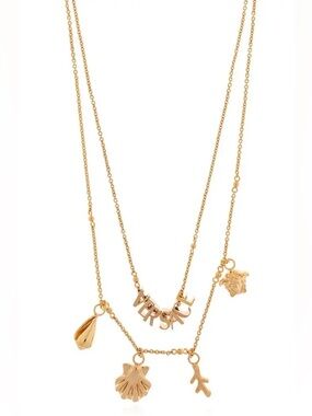 Versace Logo Lettering Charm Necklace - Golden